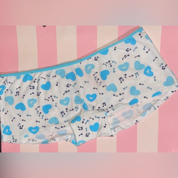 New RARE Vintage Victoria's Secret PINK boyshort Y2K pink panties hearts bling - Picture 1 of 7